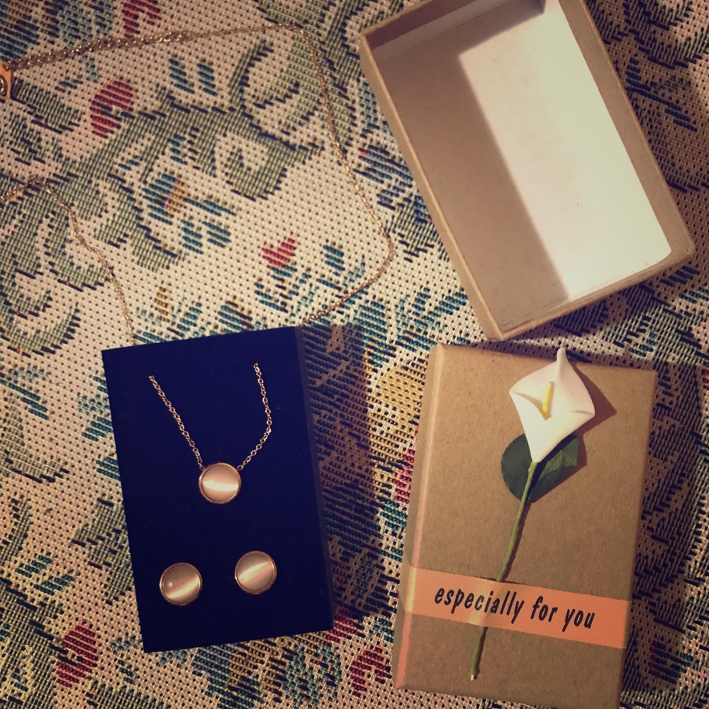 18k gold plated chain necklace and earrings set